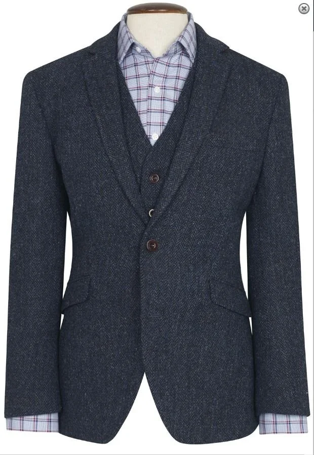 Navy Blue Harris Tweed Sports Jacket from Slanj Kilts | Glasgow